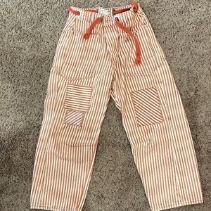 We The Free Orange & White Moxie Railroad Low-Slung Jeans